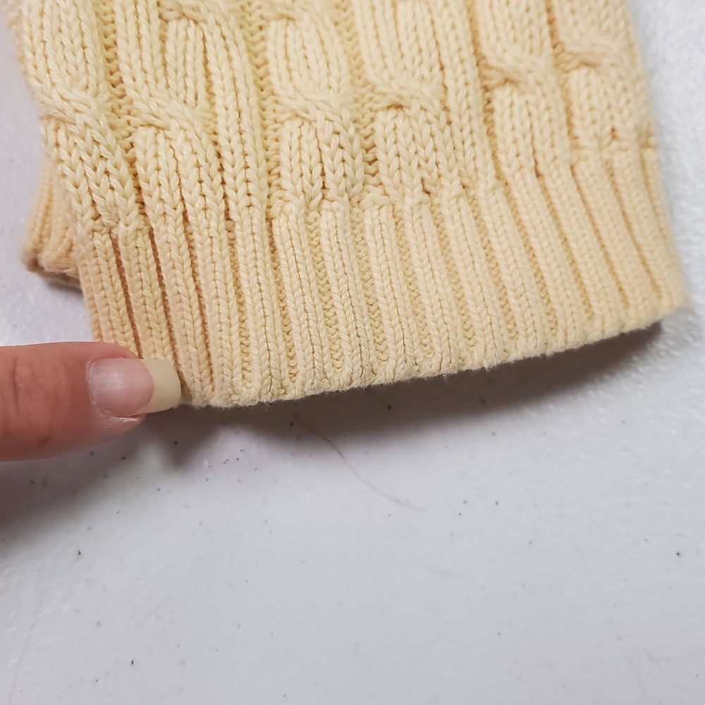 Karen Scott Womens Butter Yellow Cable Knit 100% Cotton‎ Sweater Size M Tennis - Picture 7 of 11
